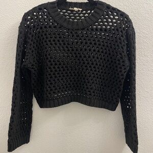 Ali Golden Open Knit Cropped long sleeved sweater